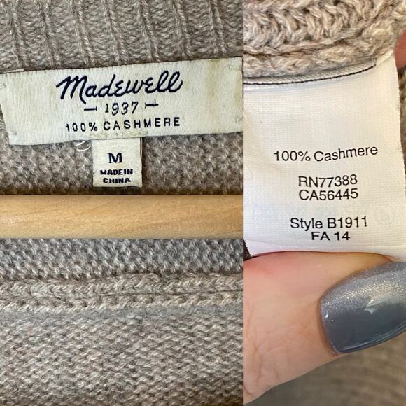 Madewell Cashmere Pullover Sweater Beige, size Medium - Picture 4 of 4
